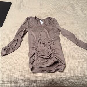 Adidas by Stella McCartney Chic Ruched Long Sleeve Athletic Top in Taupe